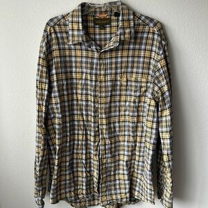 Timberland shirt, Golden and blue plaid size XL button up